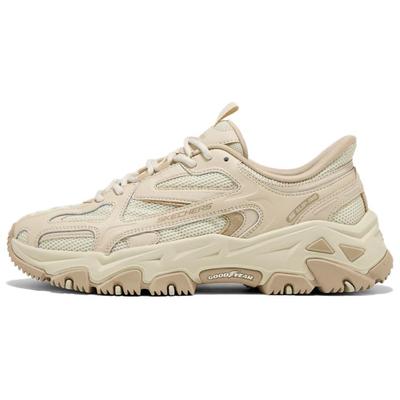 Outdoor Womens Fabric Synthetic Leather Comfortable Retro Breathable Support Low-Top Dad Shoes Women Sneaker Natural 180327-NAT