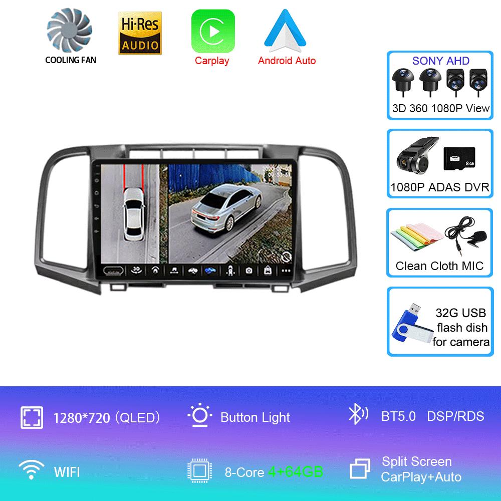Android 14 Car Radio Carplay Auto For Toyota Venza 2008 2009 2010 - 2016 GPS WIFI+4G Multimedia DSP Player 2Din Video DVD Stereo