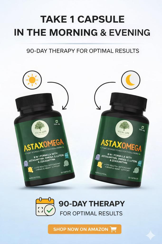 VITAL LIFE AstaxOmega 8 In 1 Formula, 60 Veg Capsules