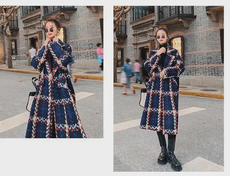 Vlněný kabát ve stylu Xiaoxiang: Kontrastní barva, Volný střih, Středně dlouhá délka