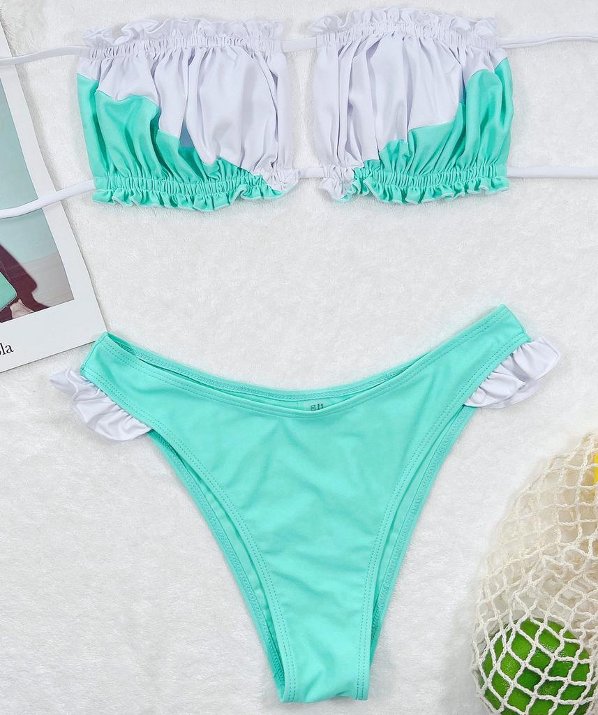Miniature Women's Swimsuit Sexy Patchwork Back Tie Swimsuit Thong Swimwear Beachwear Bathing Suits