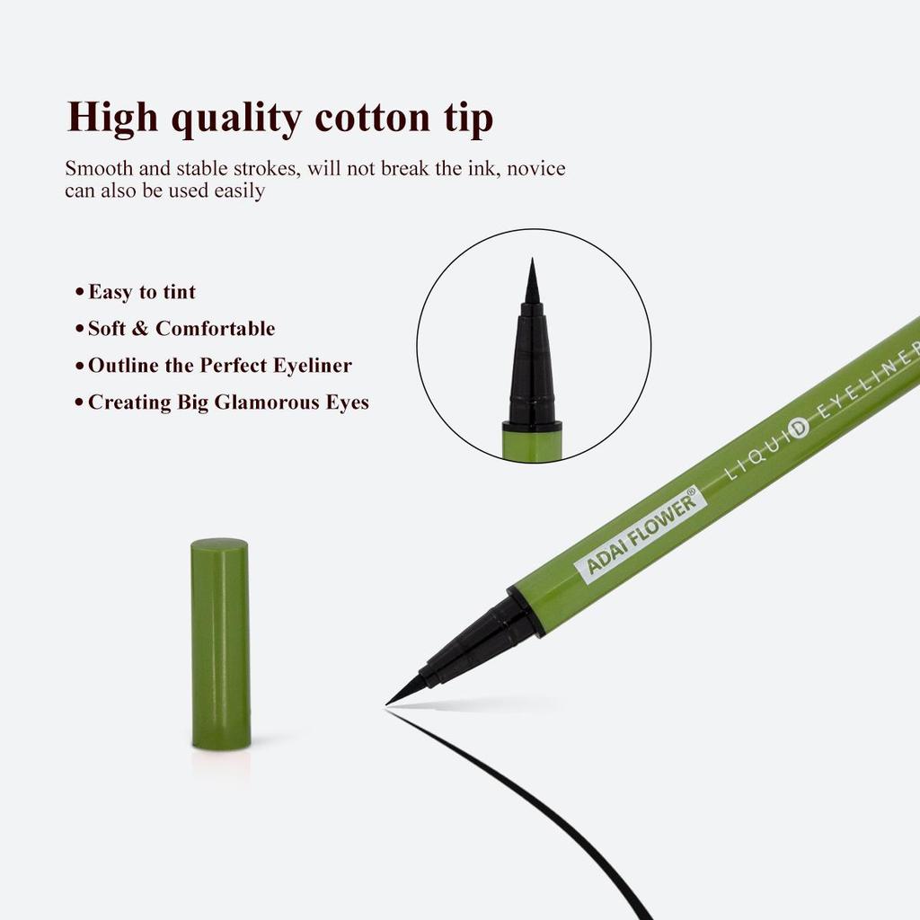 Waterproof Liquid Eyeliner Smudge-Proof & Transfer-Resistant Long-Lasting Appearance Green Eyeliner Black