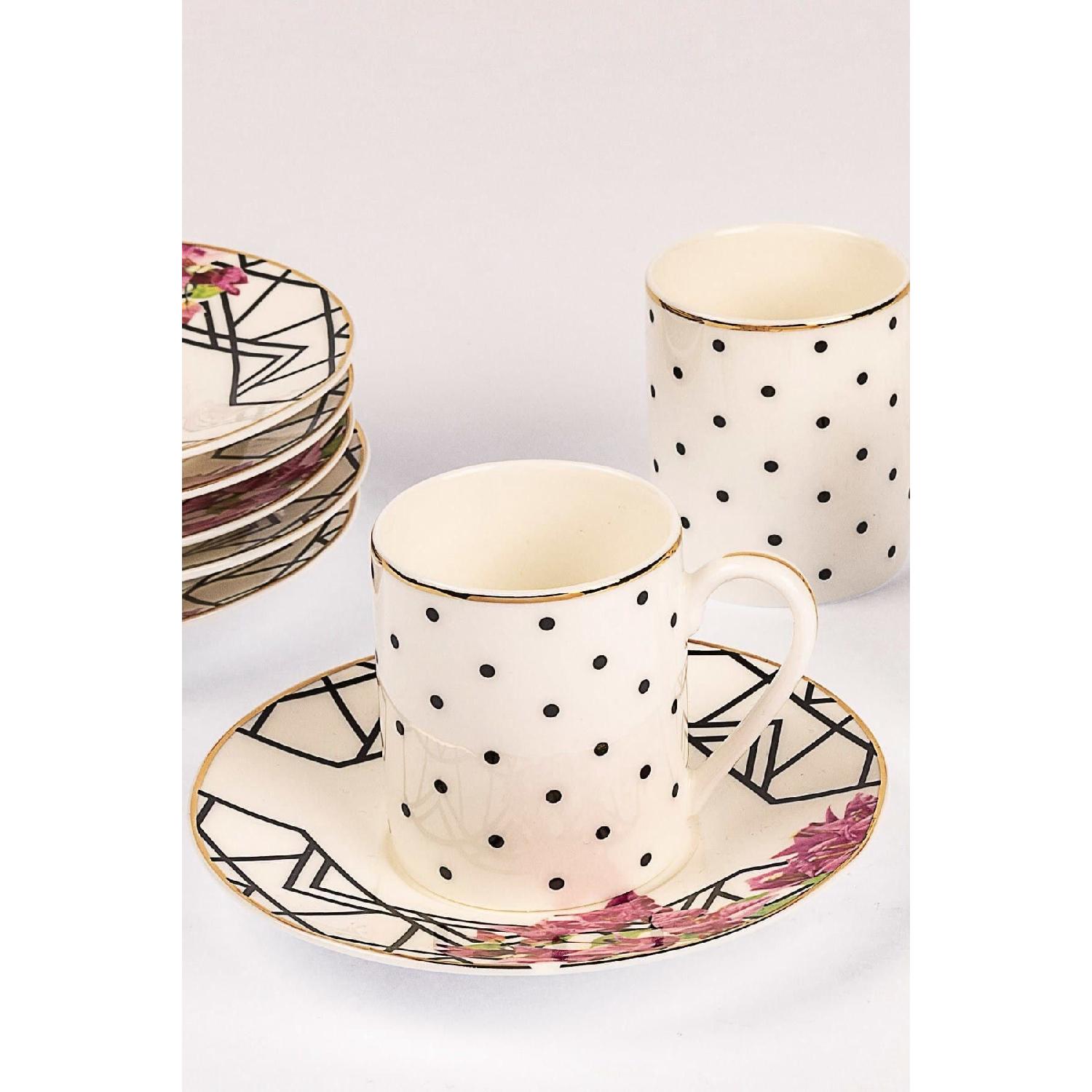 

Porcelain Black And White Coffee Cup Set For 6 People чистий