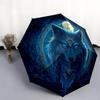 Mondlicht-Tiere Muster, automatischer Klappschirm, tragbares und faltbares Design, 8 Schirmstäbe, ein Weihnachts- oder Geburtstagsgeschenk.