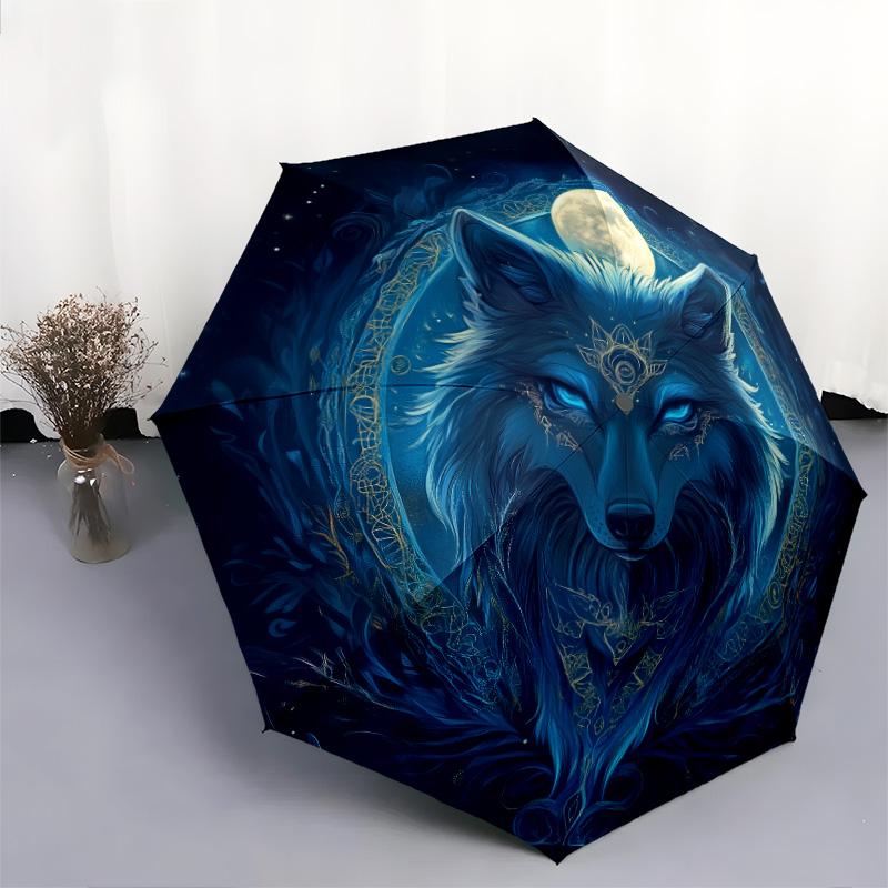 Mondlicht-Tiere Muster, automatischer Klappschirm, tragbares und faltbares Design, 8 Schirmstäbe, ein Weihnachts- oder Geburtstagsgeschenk.