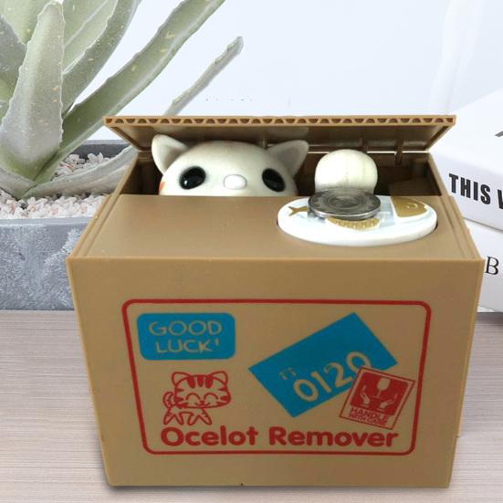 Pușculiță Furtul automat de bani Bancă de monede Pușculiță Pisica lacomă Pușculiță compatibilă cu monede din SUA Cutie de economisire a banilor pentru copii