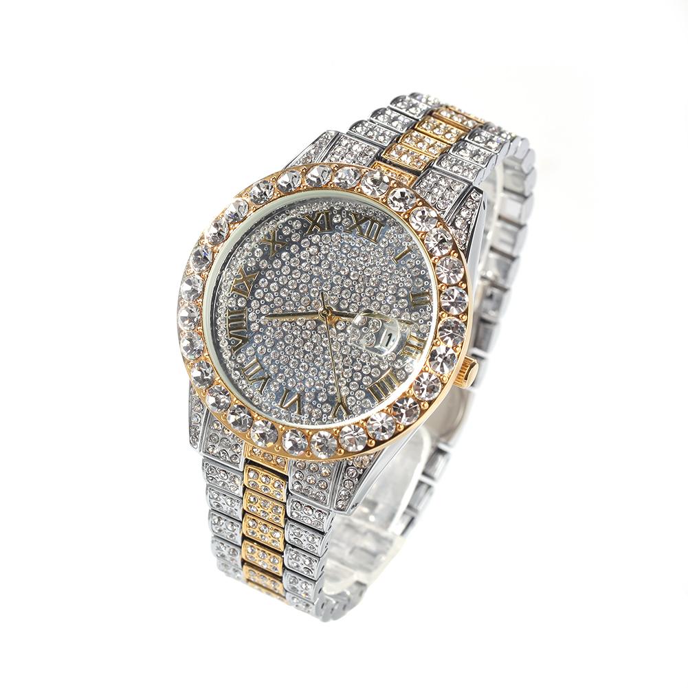 UWIN Men Women Watches Stainless Steel Band Fashion Luxury Rhinestones Quartz Elegant Casual Wristwatches Business Watch
