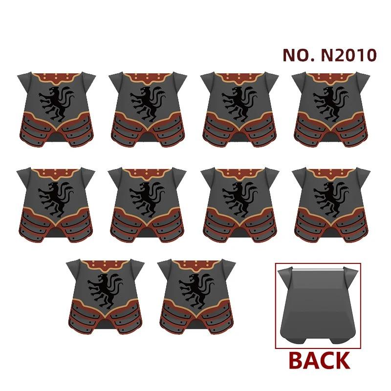 MOC Medieval Red Lion Black Eagle Castle Soldier Knight Horse Mount Building Block Military Figure Vest Armor Flag Toy Gift B036