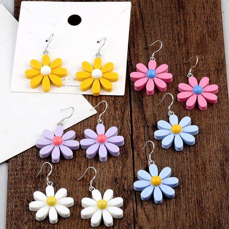 Resin Daisy Flower Earrings for Daily Wearing Party Dinner Travel Wedding Drop Dangle Earrings for Creative Charming