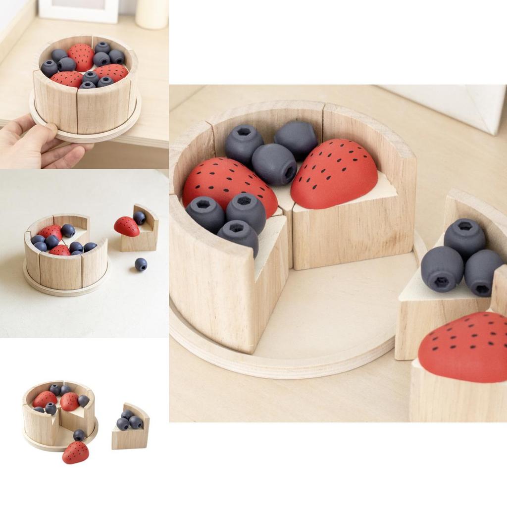 Wooden Simulation Blueberry Strawberry Cake Model Children Toy Set For Imaginative Learning