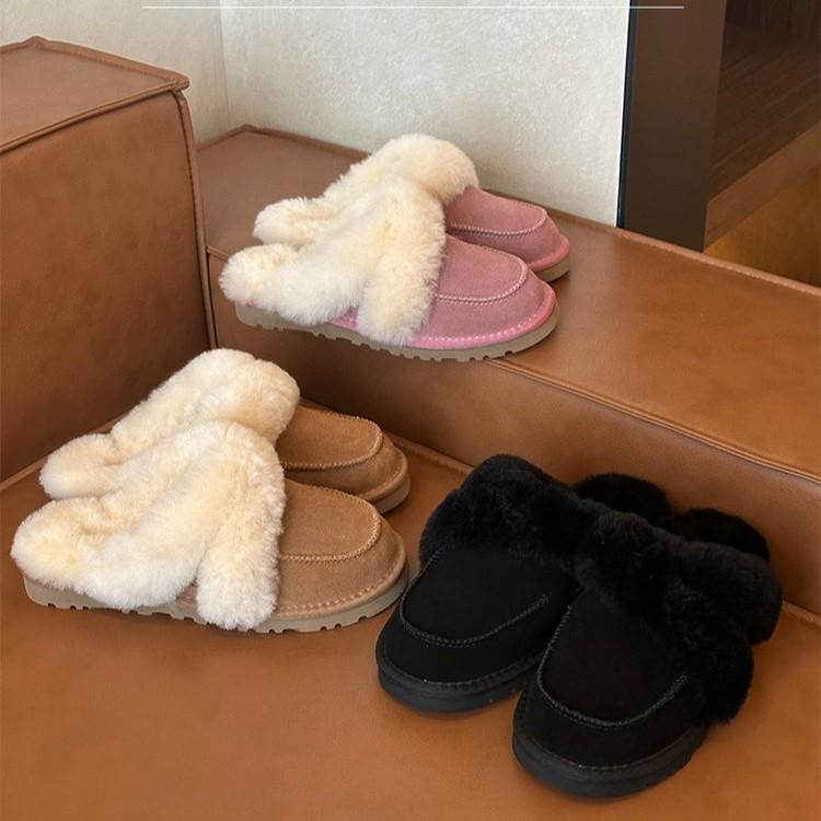 Mao Mao Slippers Women's Outer Wear 2025 Autumn and Winter New Comfortable Simple Casual Lazy Plush Bag Head Mao Mao Slippers Women