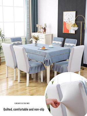Chinese Style Elastic Cotton Non-Slip Dining Chair Cover and Cushion Set