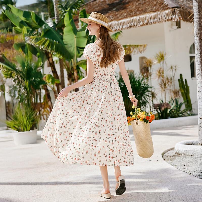Xiangying Women's Chiffon Floral Midi Dress