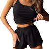 Women's Solid Color Spaghetti Strap Ribbed Knit Pajama Shorts