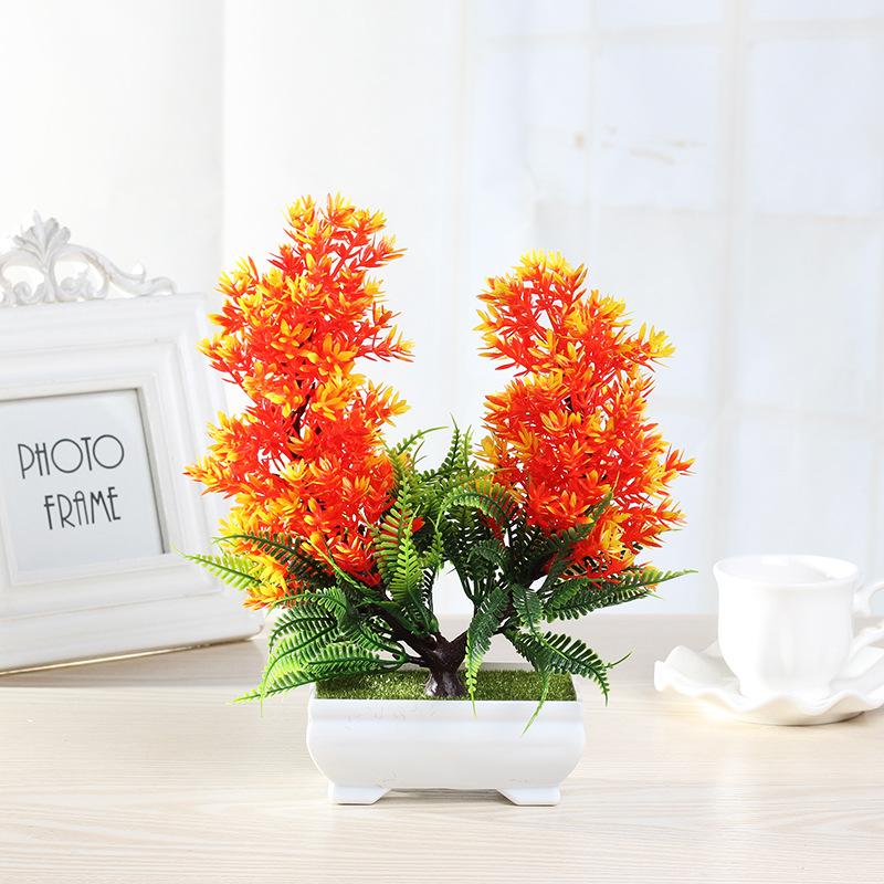 Artificial Plants Potted Bonsai Green Small Tree Plants Fake Flowers Potted Ornaments for Home Garden Decor Party Hotel Decor