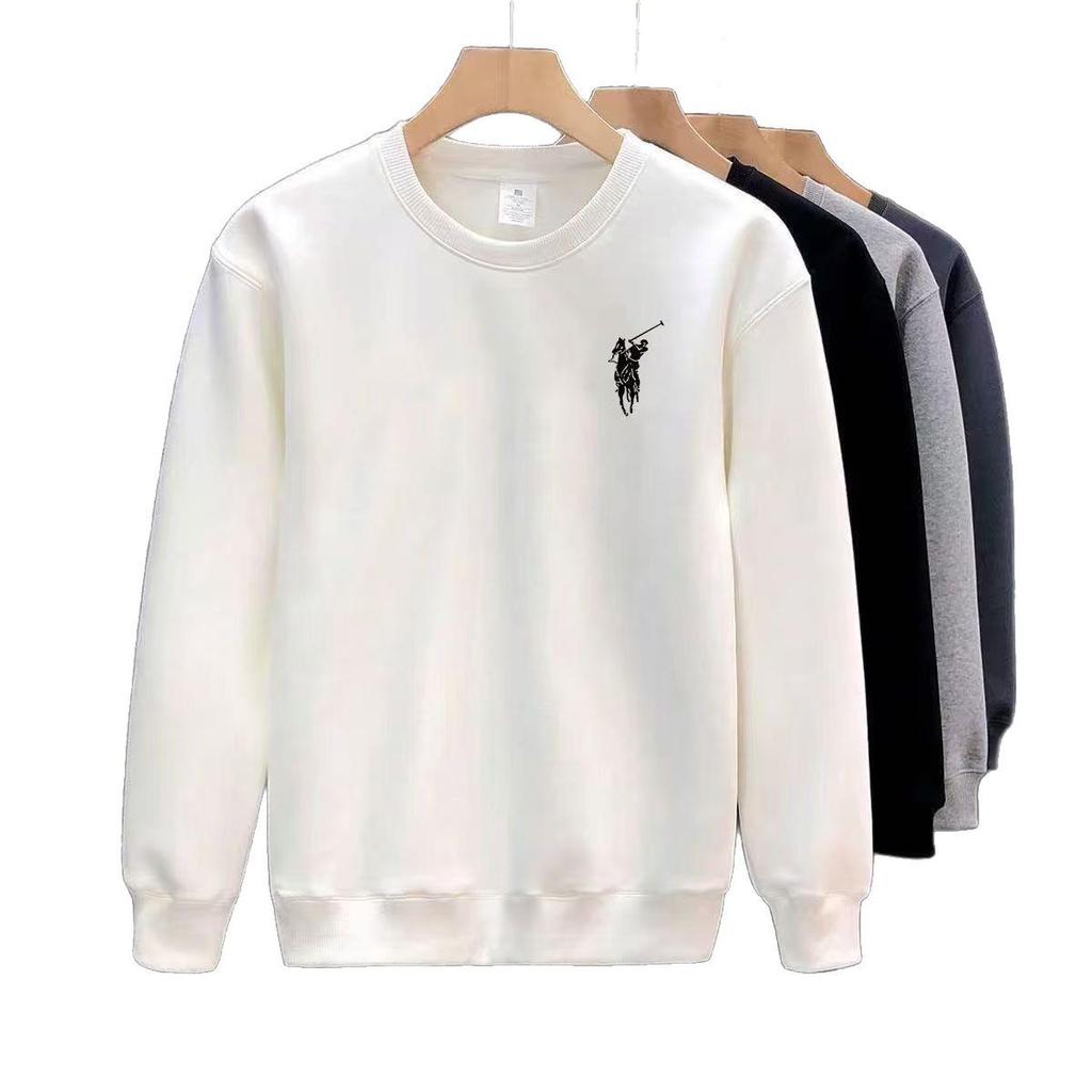Sudadera de cuello redondo para hombre con forro polar - Jersey de manga larga para otoño/invierno, casual y versátil, tendencia 2025