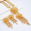 Dubai Gilded Flower Necklace & Earring Set with Ethnic Retro Court Style for Weddings and Banquets