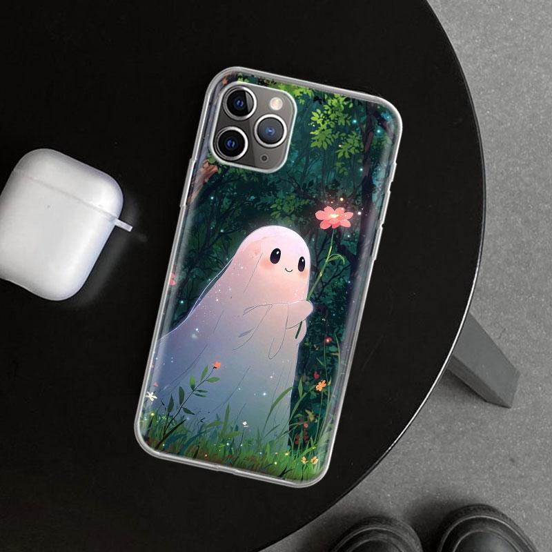 Cute Halloween Ghost Phone Case Cover for iPhone 11 12 13 Mini 14 15 Plus 16 Pro Max 17 Air 7 8 + SE Art Customized Fundas 11 12