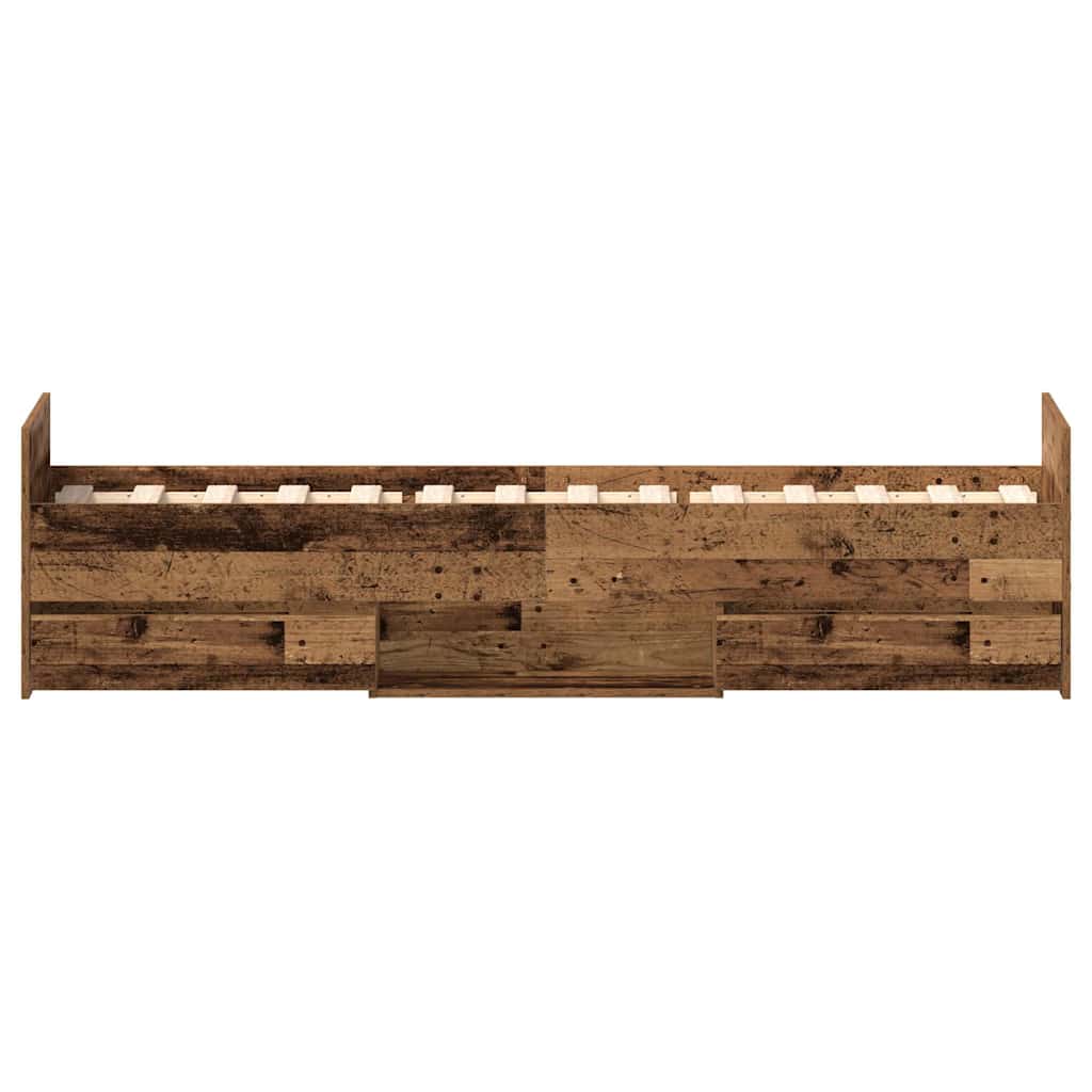 Rama Łóżka Bez Materaca Stare Drewno 100X200Cm Drewno Klejone