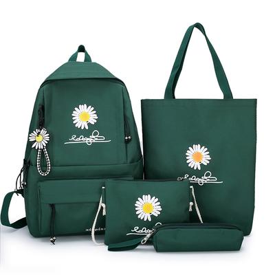 School Opening Must Have Kleine Daisy Print Rugzak Grote Capaciteit Studenten Canvas Boekentas Koreaanse Versie Meisje Vierdelige Knapzak Set