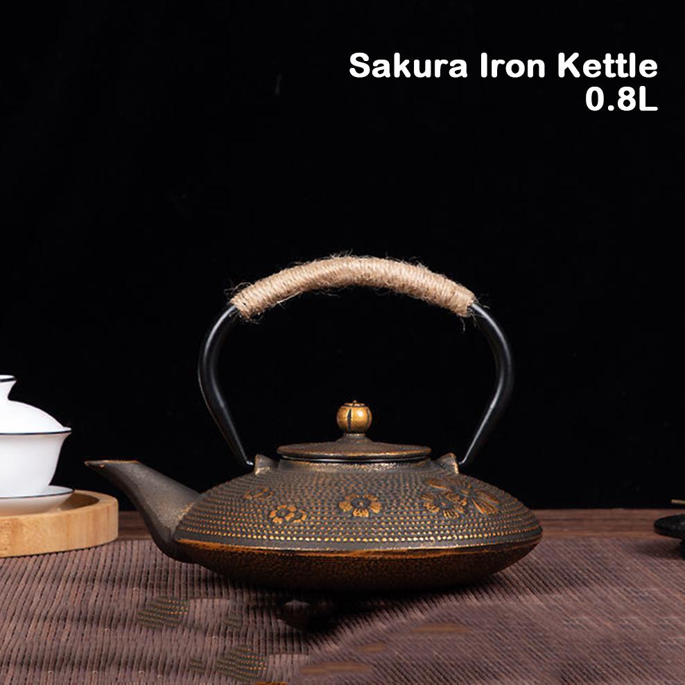 ENERGE SPRING 800ML Cast Iron Teapot Japanese-style Boiling Kettle Beauty Health Pig Iron Boiling Water Pot Retro Tea Set