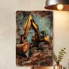 Vintage Metal Tin Sign Excavator Rustic Wall Art Garage Bar Decor