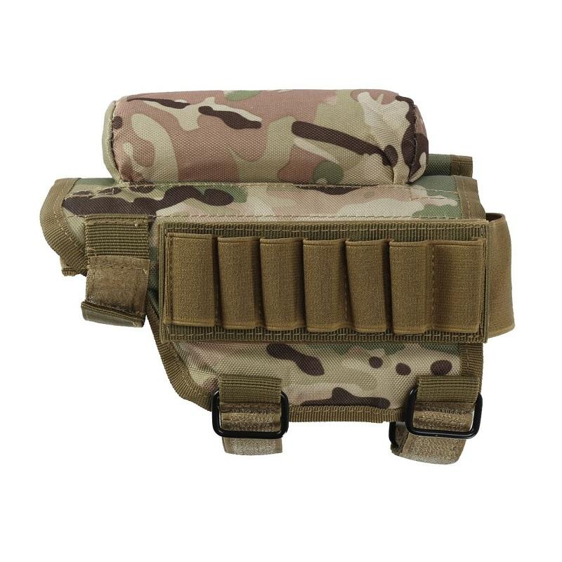 

Camo Outdoor Tactical Butt Stock Rifle Cheek Rest Pouch Bullet Holder Adjustable Nylon Riser Pad Ammo Cartridges Bag for Hunting