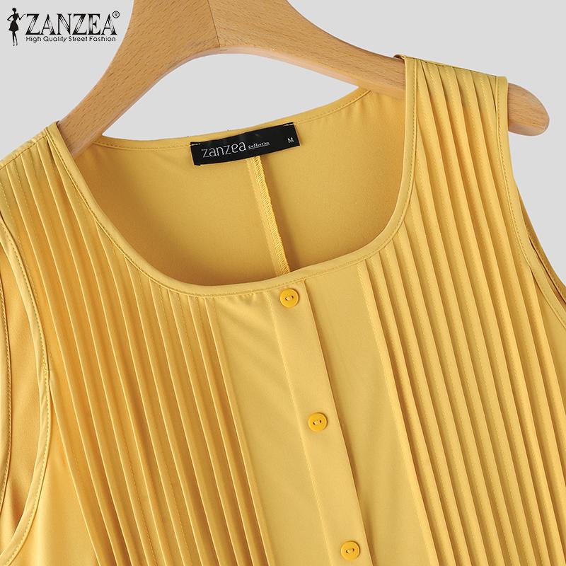 ZANZEA Женское повседневное платье в полоску без рукавов с U-образным вырезом — фото 7