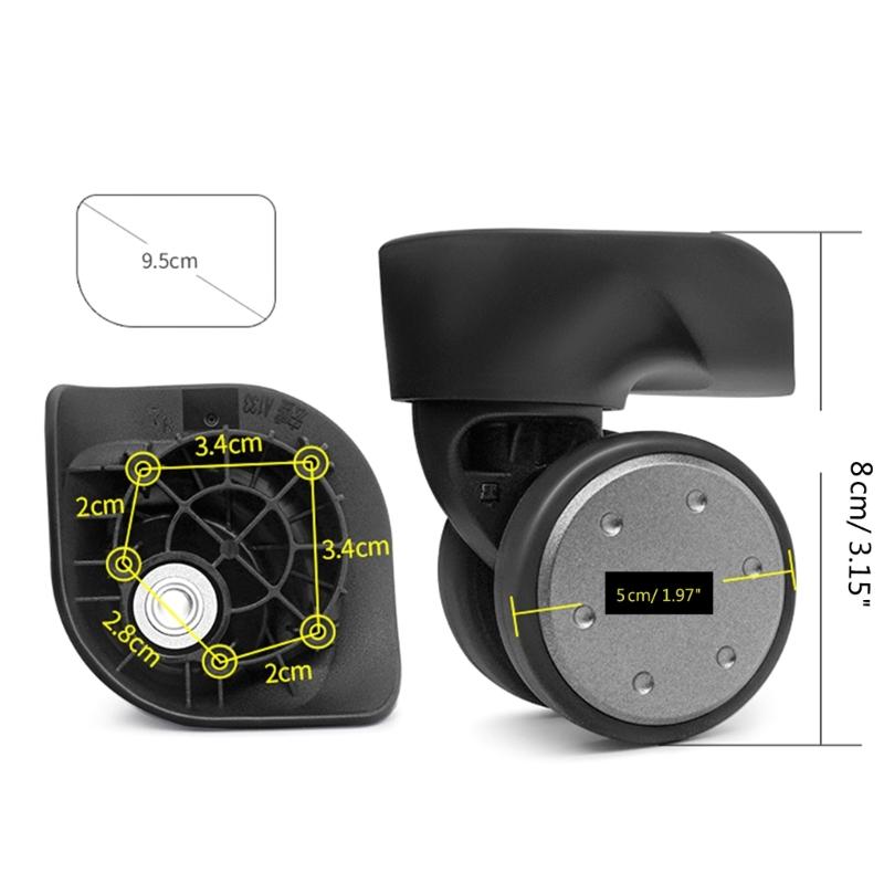 2 st Reservhjul för Resväska Kraftigt Rullhjul för Bagagebox Resväska 360 graders Svängbart Kit SilentWheel