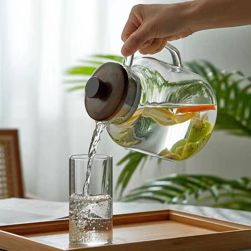 Glass cold water kettle, high-temperature resistant household large-capacity teapot, heat-resistant explosion-proof water bottle