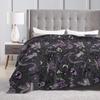 Cute Gray Purple Black Magic Goth Spooky Fleece Blanket Soft Warm Lightweight Cozy Throw Blankets for Couch Sofa Travel Camping