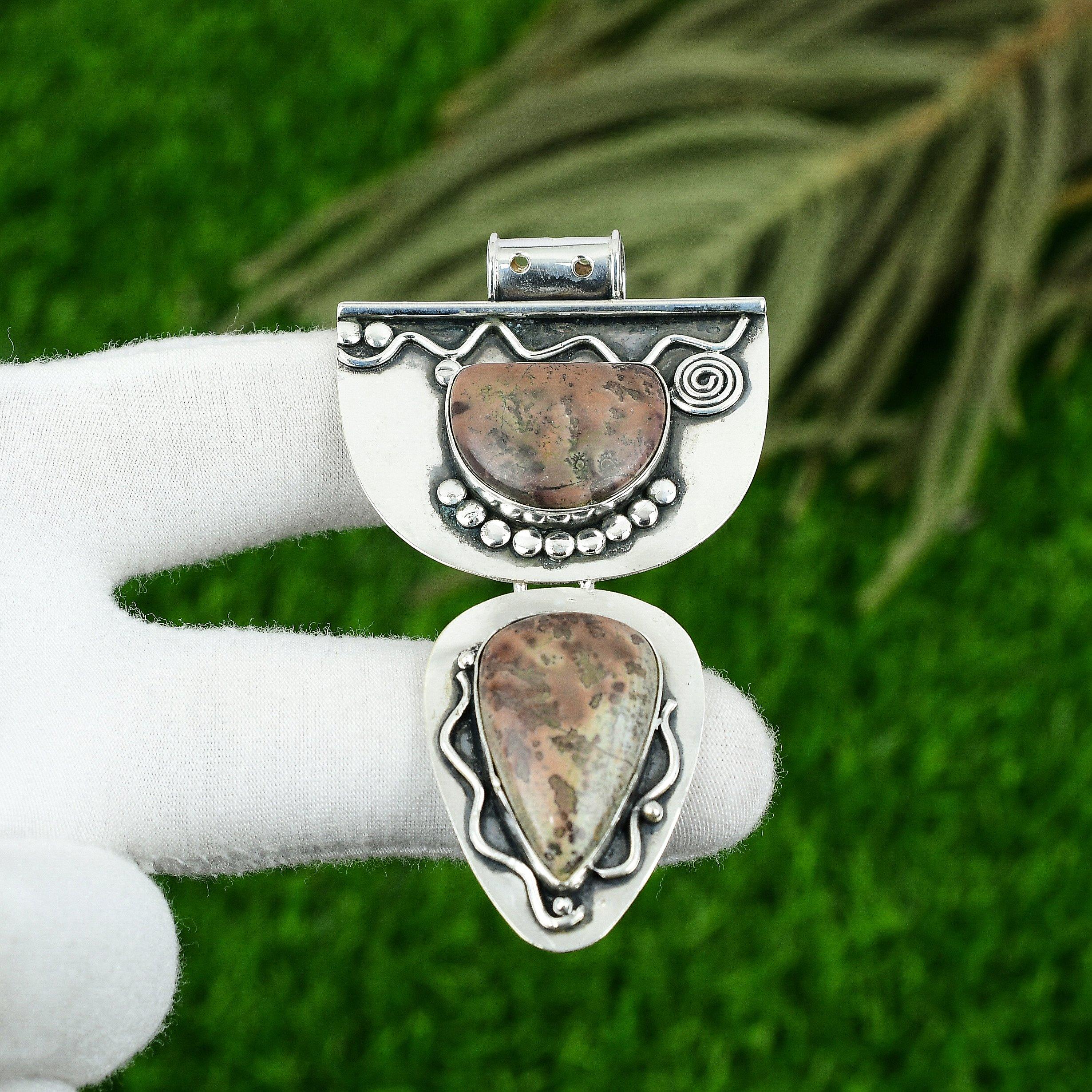 

Sterling Silver Pear Coffee Bean Jasper Gemstone Bezel Sister Birthday Pendant