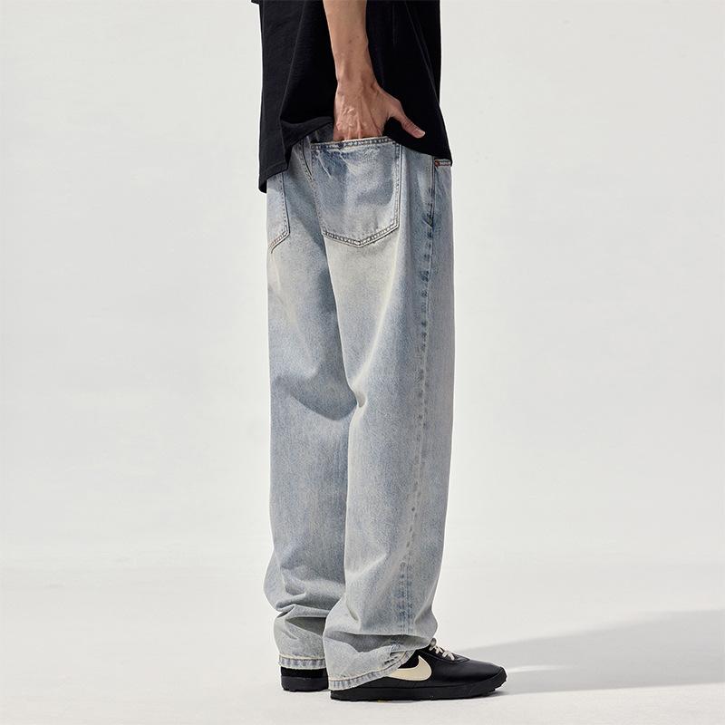New Spring and Summer Men's Wide-leg Trousers Loose American High Street Straight Jeans