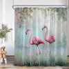 Flamingo Shower Curtain Set Pink Bird Tropical Leaf Rainforest Jungle Bathroom Decor Spring Summer Bath Mat Toilet Lid Cover