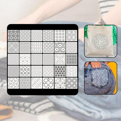 30 Pieces Sashiko Stencil DIY 3.94 X3.94 Inch Embroidery Pattern Stabilizers