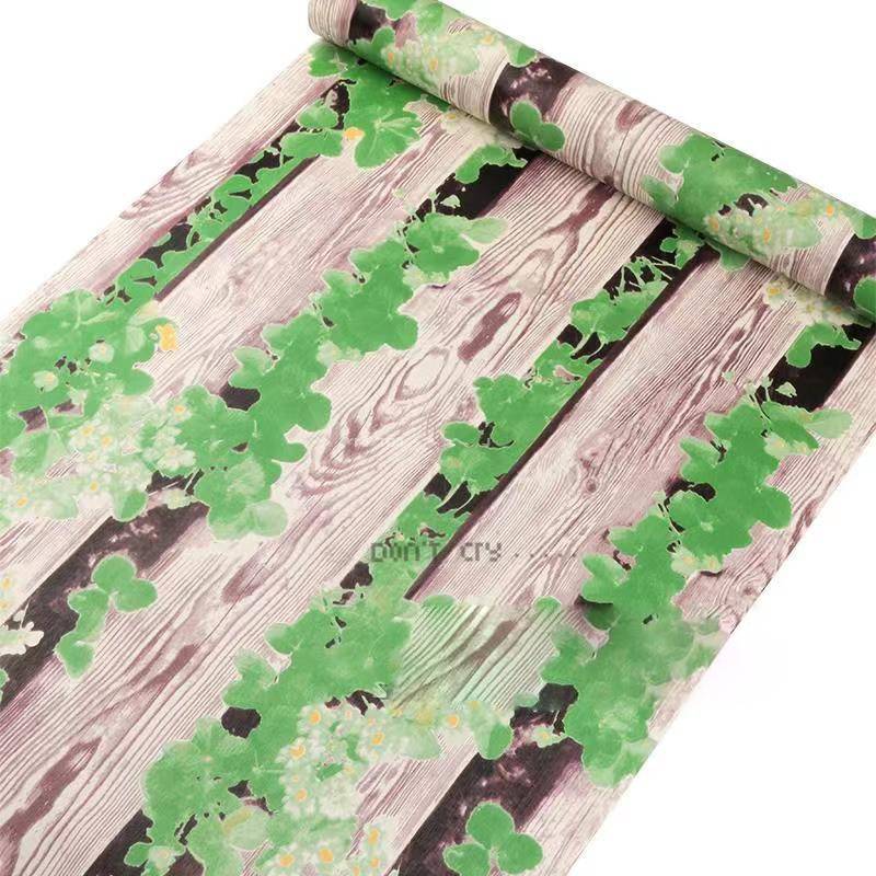 

HaoHome Самоклеящиеся съемные обои под дерево и с зелеными листьями, виниловая пленка 5mx45cm