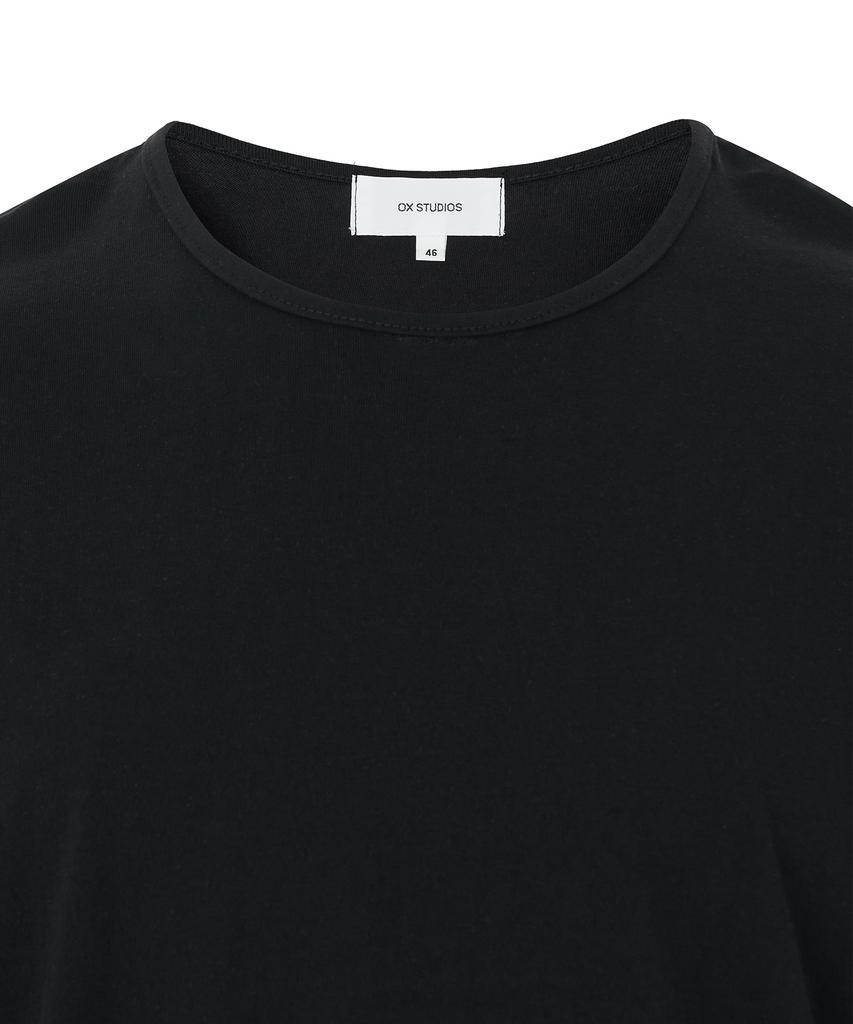 OX STUDIOS Semi-U-Neck T-Shirt (Black)