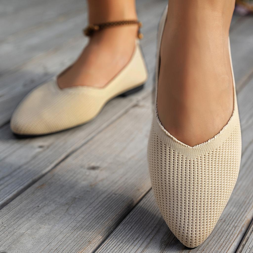 Frühling und Herbst Ballerinas Mode Freizeit Damen Ballerinas Spitzstrick Elastisch Bequem Boutique Schuhe