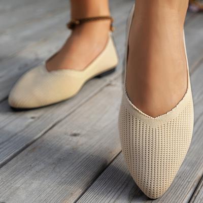 Płaskie buty wiosenno-jesienne Rekreacyjne damskie płaskie buty Szpiczaste Dzianinowe Elastyczne Wygodne Buty Butikowe