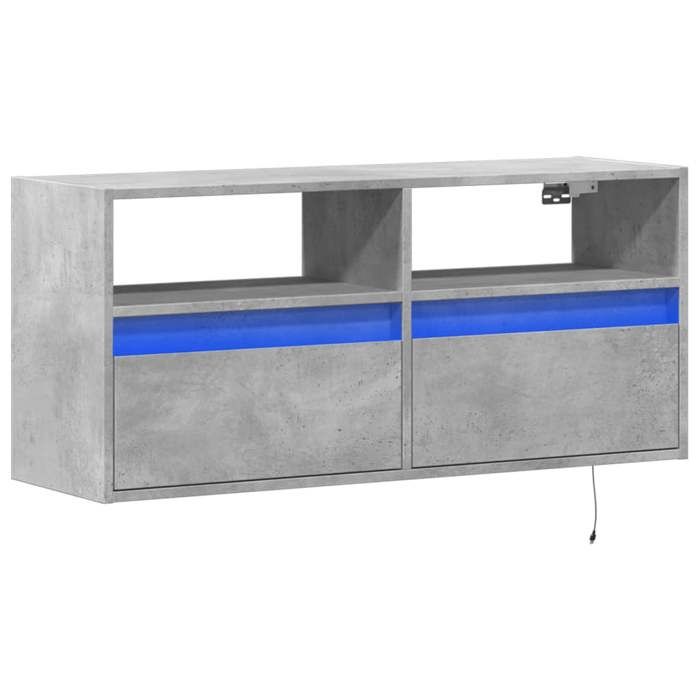 VidaXL Wall-mounted TV Cabinet with LED Lights Concrete Grey 100x31x45 Cm 852337