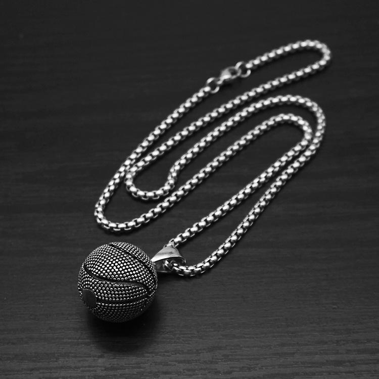 European-American Punk Hip-Hop Rock-Style Titanium Basketball Necklace for Men & Couples