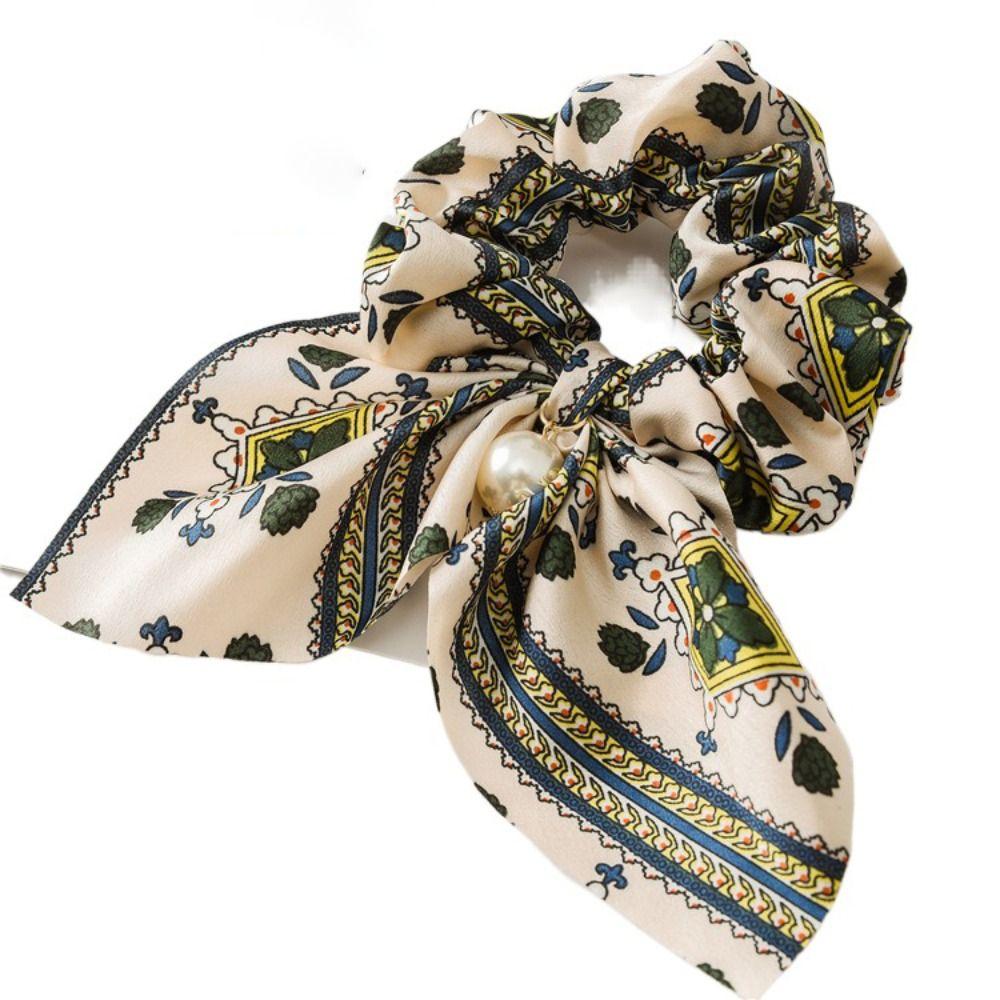 Bowknot Hair Tie Chiffon Pearl Headwear Fashion Hair Accessories