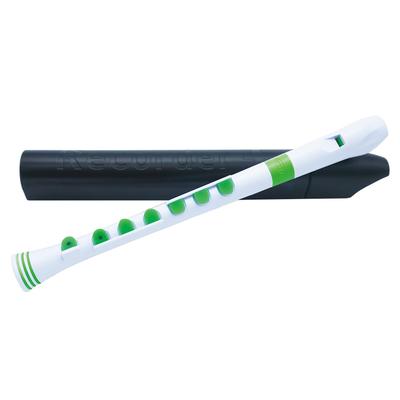 NUVO Soprano Baroque Silicone Dedicated Case and Fingering Recorder, Style, Recorder+(B), Key, White/Green N320RDWGR-B [Includes Chart]