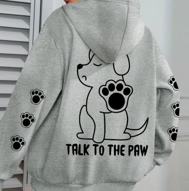 2025European and American Hot-Selling Printed Dog Dialogue Paw Hoodie Sweatshirt Fashion Trend Loose Top