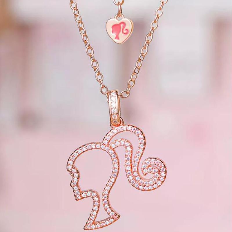 Barbie Prinses Peach Hart Hanger Ketting – Elegant, Licht Luxe Sleutelbeinketting
