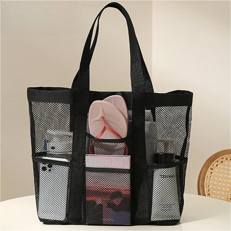 Mesh Beach Tote Bag Large Capacity Portable Shower Bag Waterproof Quick Dry Swimming Pool Travel Organizer Handbag