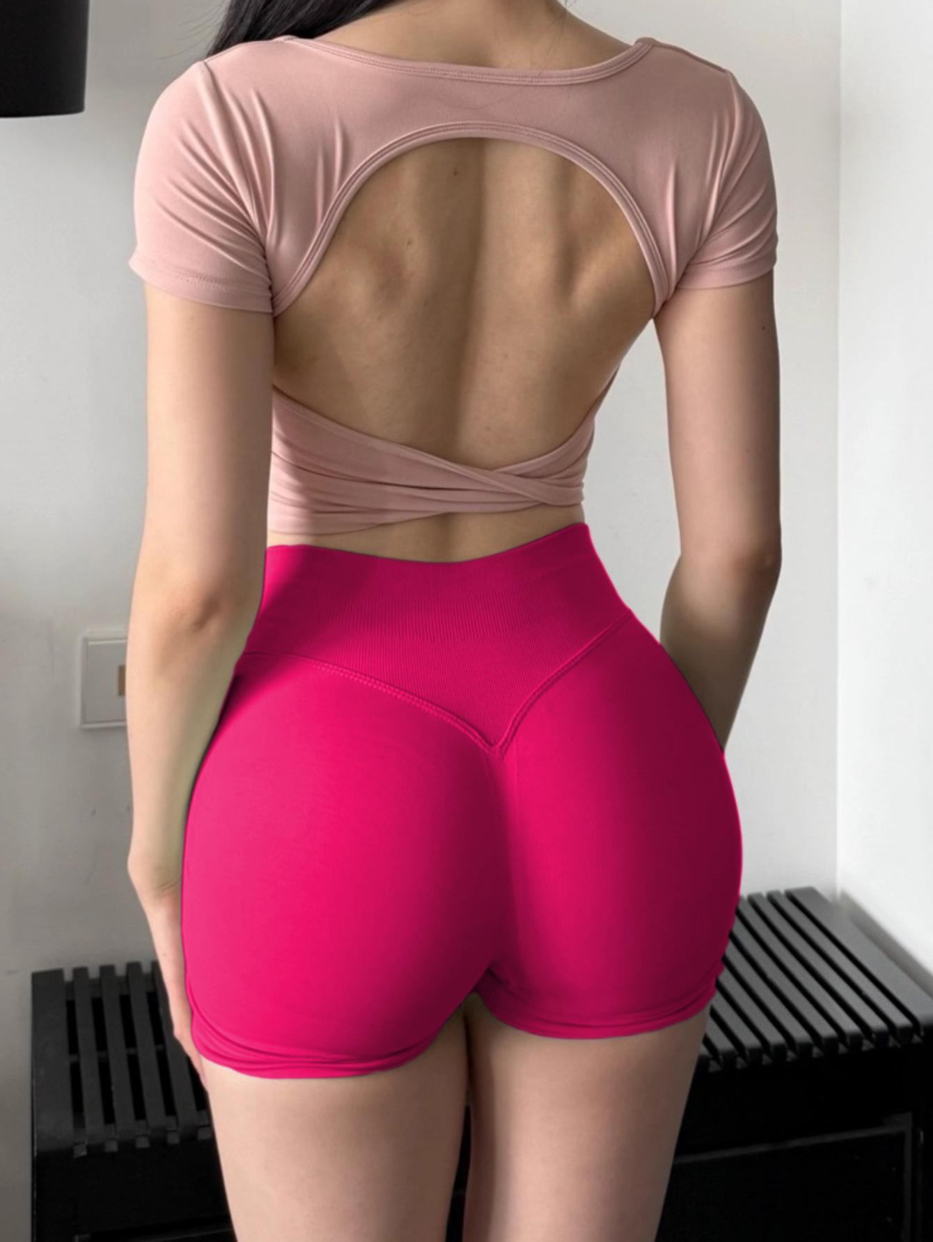 

Peach-Lift Sports Shorts: Women s Butt-Lifting Yoga Pants, Elastic Fitness Wear, Summer Cycling Capris L