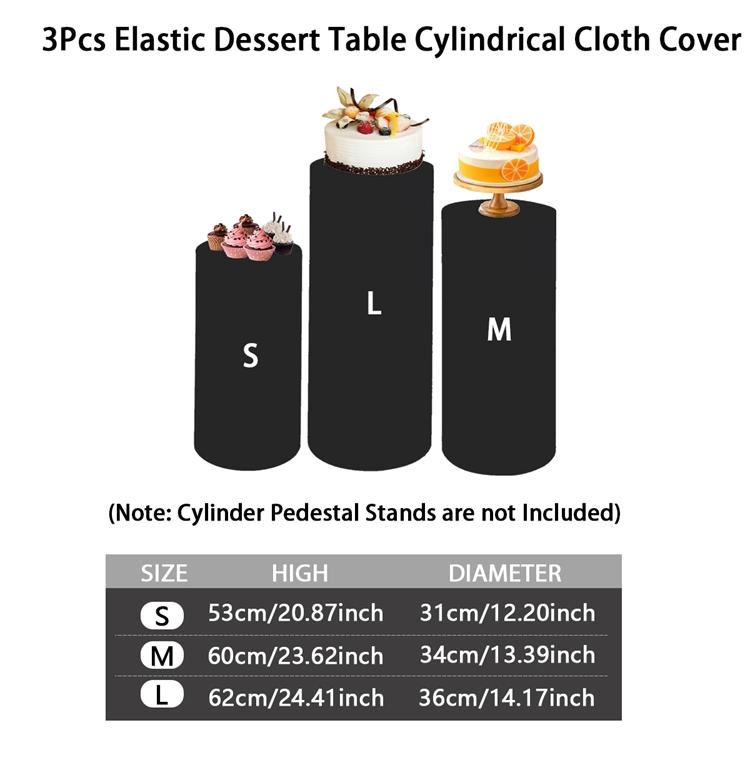 3/5pcs Elastic Wedding Cylindrical Base Tablecloth Circular Dessert Table Birthday Party Decoration Cylindrical Pedestal Covers
