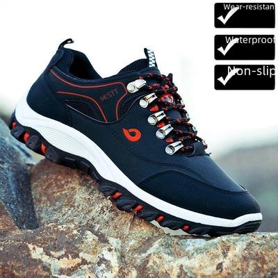 Calçados masculinos antiderrapantes e impermeáveis para caminhadas ao ar livre para primavera e outono. Tênis esportivos de corrida modernos e casuais.