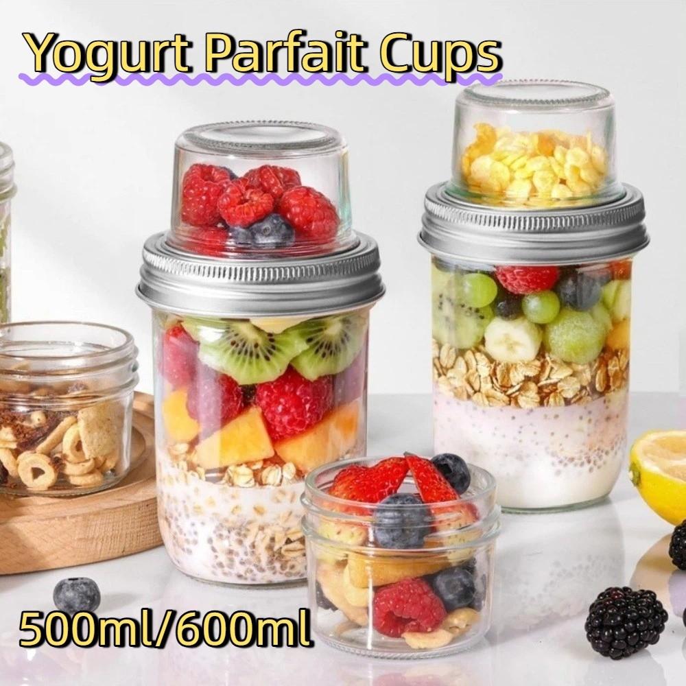 Leak-Proof Yogurt Parfait Cups Dry Wet Separation Salad Jar Glass Sealed Jar  Gym Snack